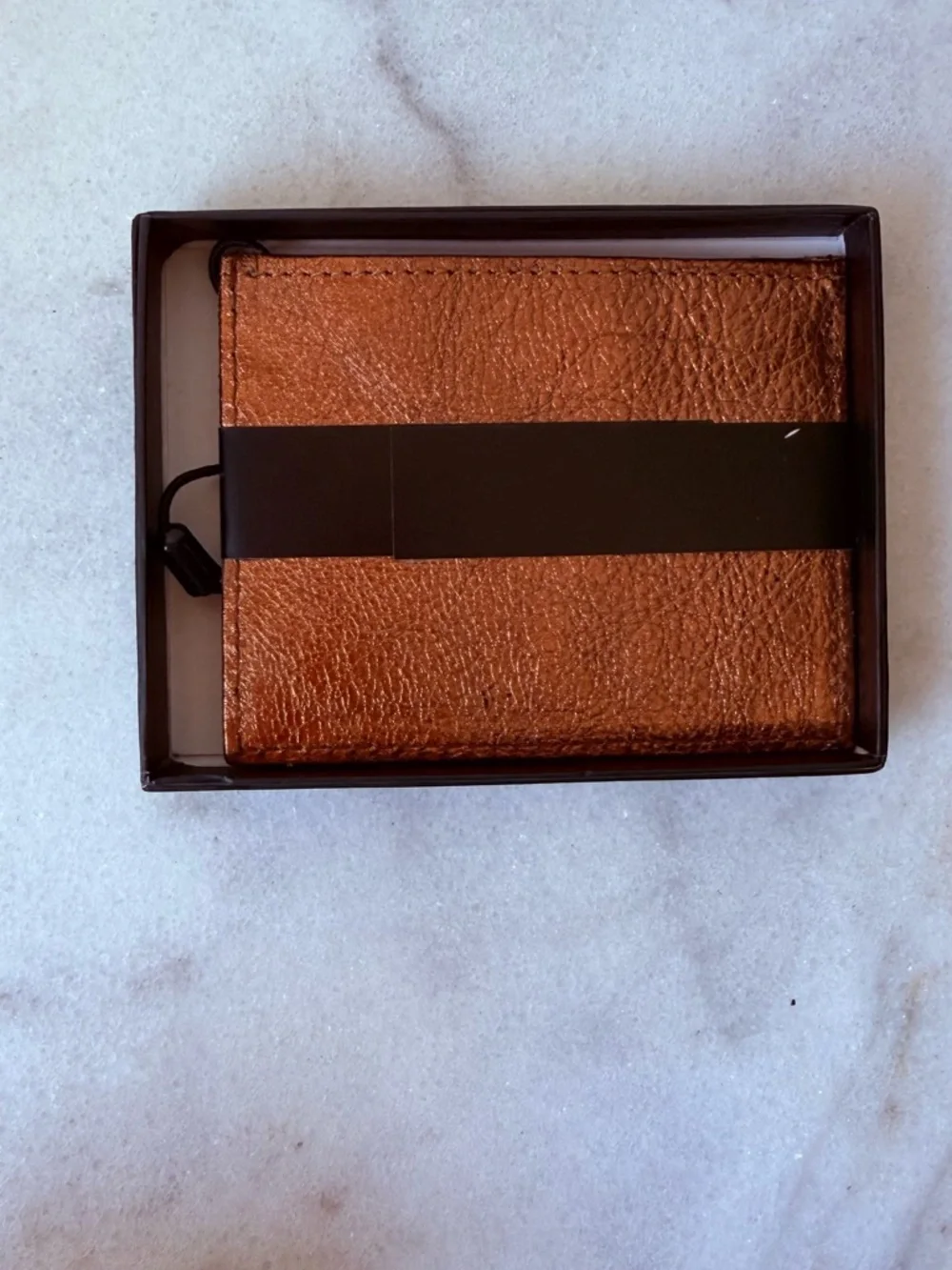 Genuine Leather Card Holder - gold Brown